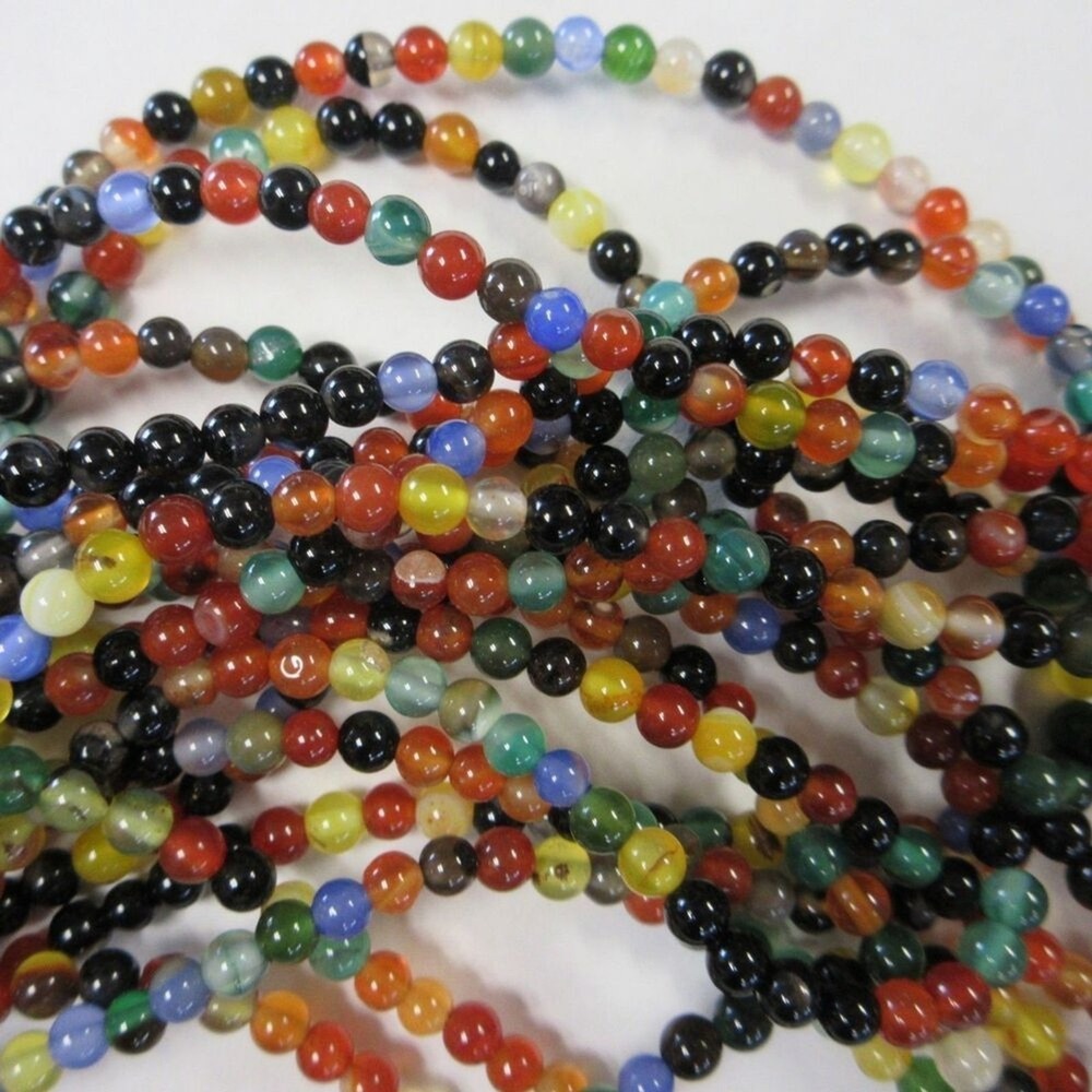 4MM Multicolor Agate Beads-ONE Gemstone Bead Strand-Jewelry Making Supplies NWT